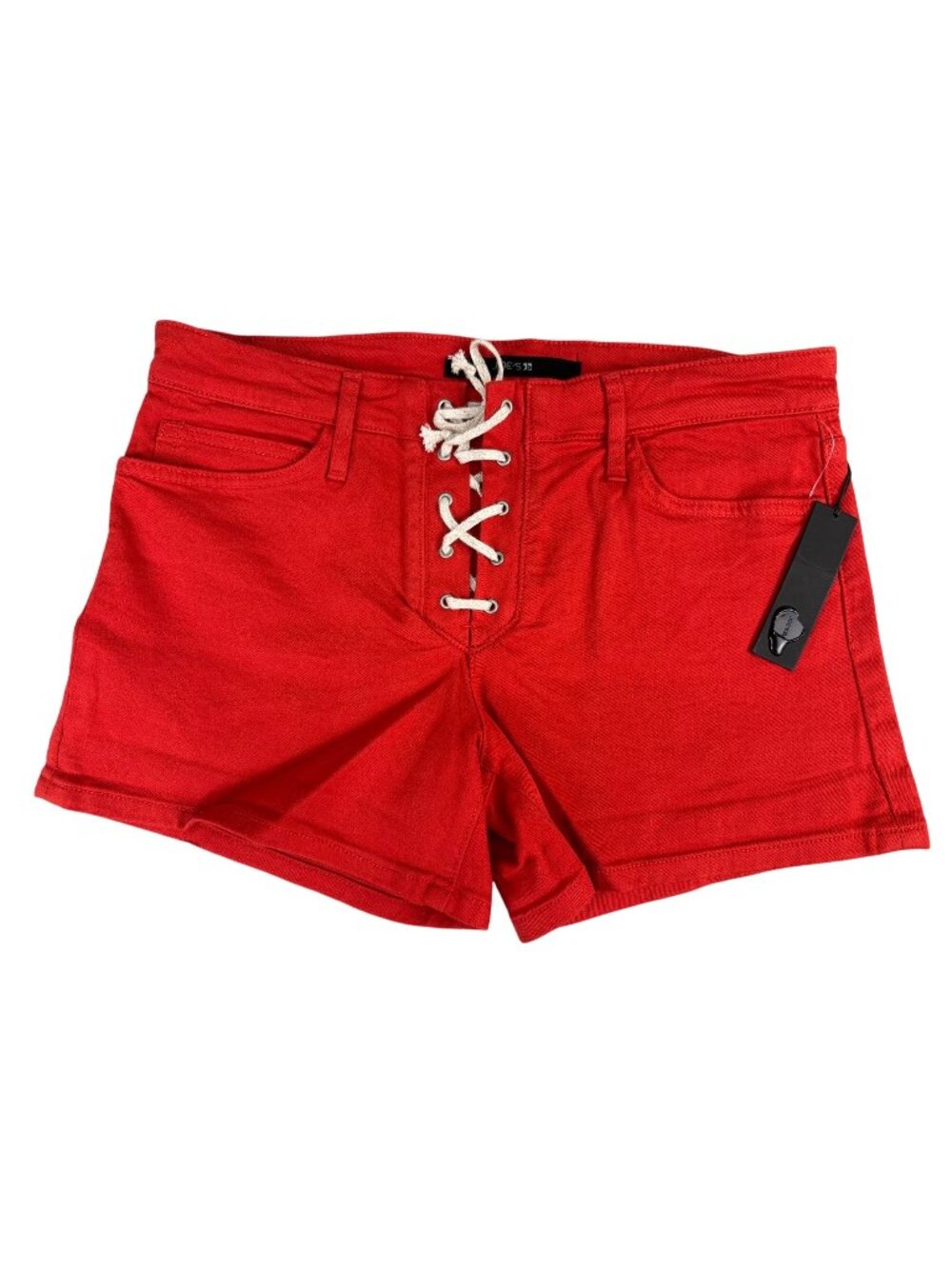 Joes Red Denim Lace-Up Front Shorts 28 Beach Mini Summer Casual Comfort